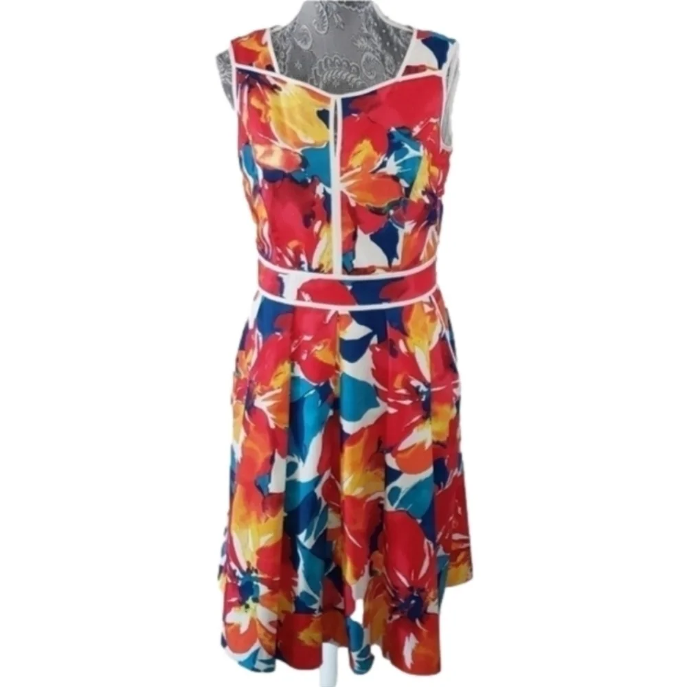 ELLEN TRACY FLORAL SUMMER DRESS SIZE 8 - Picture 1 of 5